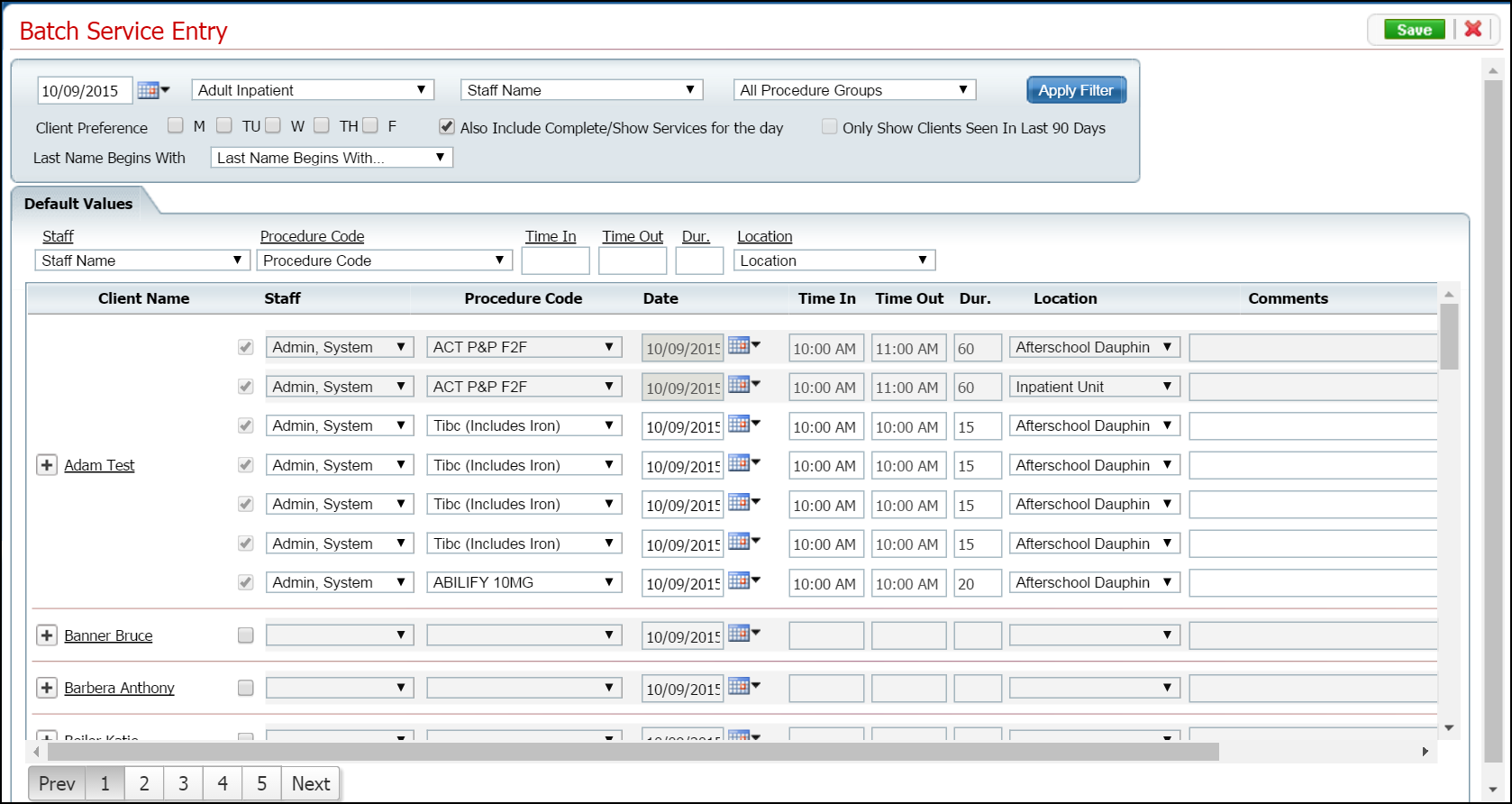 Define a Procedure Group to Use in Batch Service Entry