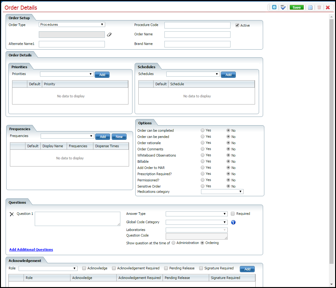 Smart Procedures Software Set up Orders in SmartCare